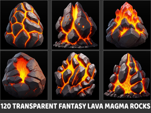 120 Fantasy Lava Magma Stone Rocks Game Asset CG टेक्स्चर्स