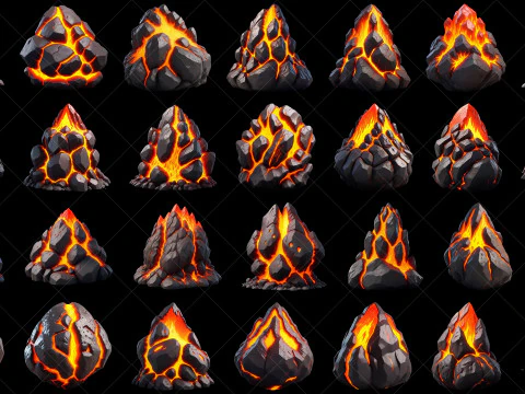 120 Atout de jeu Fantasy Lava Magma Stone Rocks CG Textures