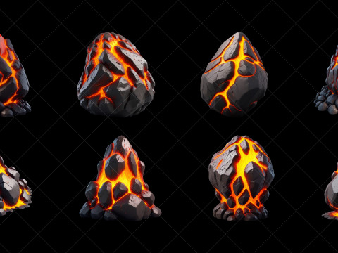 120 Fantasy Lava Magma Stone Rocks Game Asset CG 텍스쳐