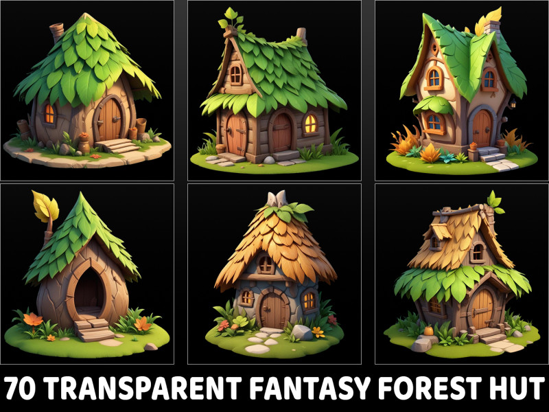 70 Fantasy Forest Hut Game Asset CG Текстури .c4d .max .obj .3ds .fbx .stl .blend