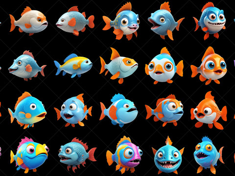110 Fantasy Fish Characters CG テクスチャ