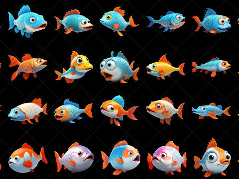 110 Fantasy Fish Characters CG テクスチャ