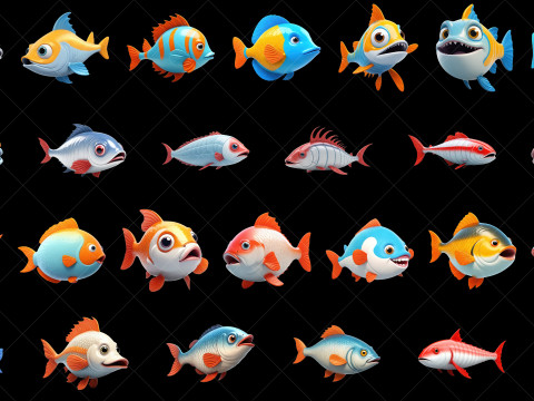 110 Fantasy Fish Characters CG テクスチャ
