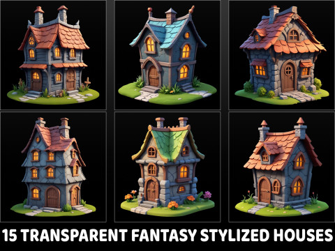 55 Fantasy Stylized Houses Texturas CG