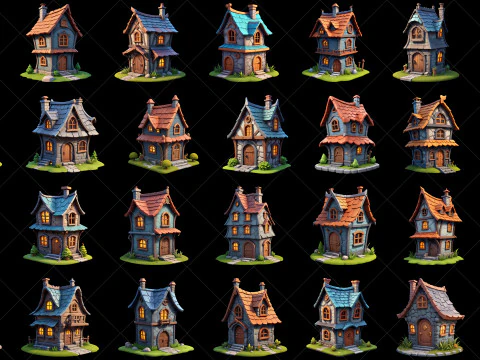 55 Fantasy Stylized Houses CG Textures