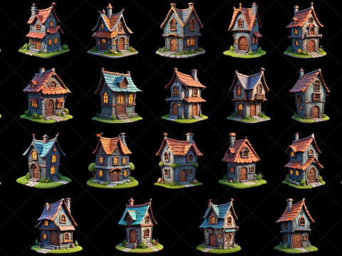 55 Fantasy Stylized Houses CG テクスチャ