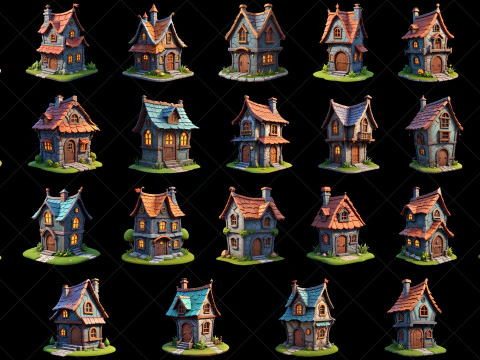 55 Fantasy Stylized Houses CG Textures