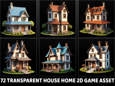 72 Fantasy House Home 2D Game Asset Texturas CG