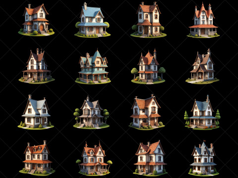 72 Fantasy House Home 2D Game Asset CG 纹理
