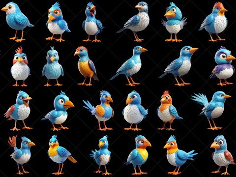 120 Fantasy Cartoon Bird Characters CG Textures