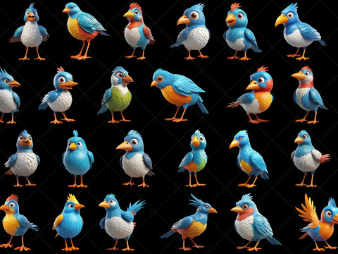 120 Fantasy Cartoon Bird Characters CG Textures