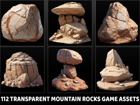 112 Transparent Mountain Rocks Game Assets CG Texturen