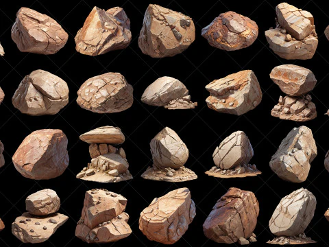 112 個の透明な山の岩のゲーム アセット CG テクスチャ