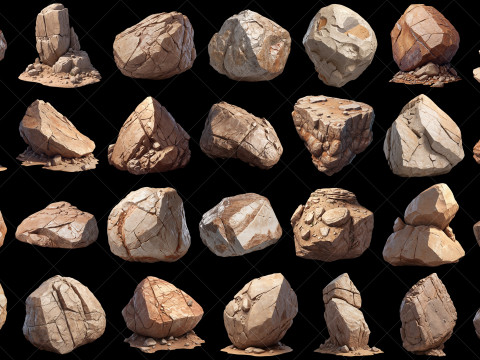 112 Transparent Mountain Rocks Game Assets CG Dokuları