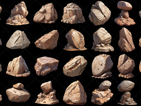 112 個の透明な山の岩のゲーム アセット CG テクスチャ