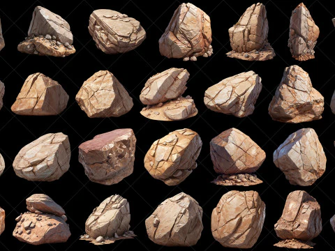 112 個の透明な山の岩のゲーム アセット CG テクスチャ