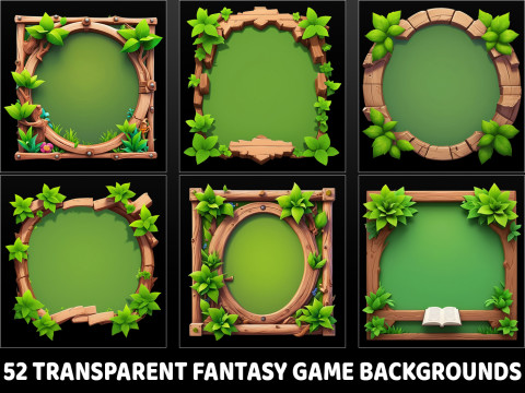 52 Transparent Fantasy Game Backgrounds CG Texturen