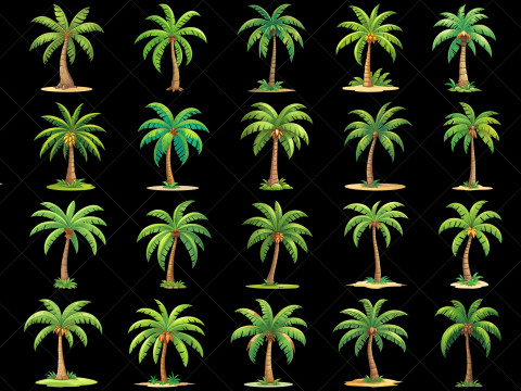 107 Transparent Fantasy Coconut Tree Game Asset CG Tekstury
