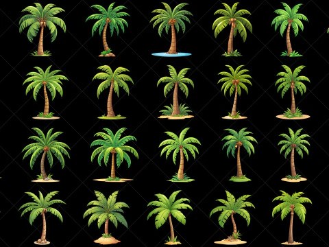 107 Transparent Fantasy Coconut Tree Game Asset CG Textures