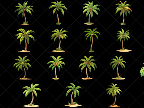 107 Transparent Fantasy Coconut Tree Game Asset CG Textures