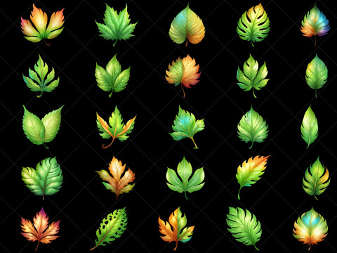 144 Transparent Fantasy Leaves Game Asset CG Dokuları