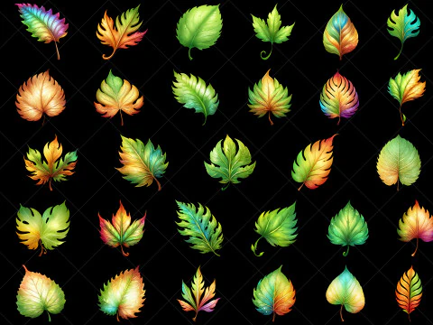 144 Transparent Fantasy Leaves Game Asset CG Textures