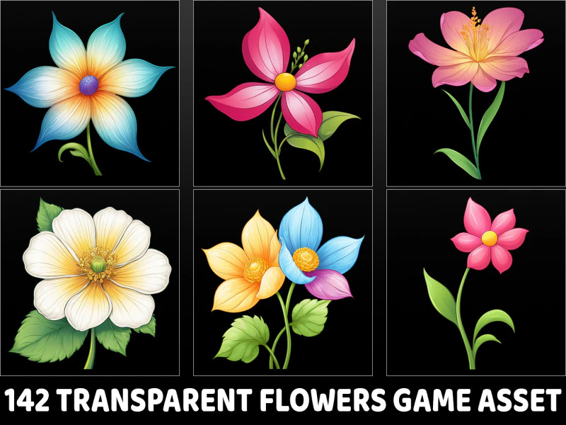 142 Transparent Flowers Game Asset CG Textures .c4d .max .obj .3ds .fbx .stl .blend 