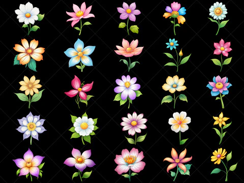 142 Transparent Flowers Game Asset CG Textures