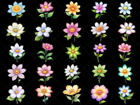 142 Transparent Flowers Game Asset CG Текстури