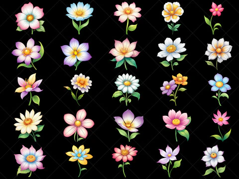 142 Transparent Flowers Game Asset CG Textures