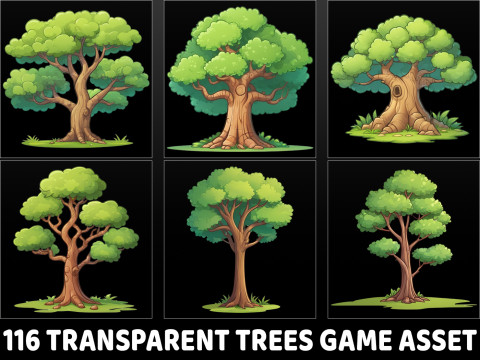 116 Transparent Fantasy Tree Game Asset CG टेक्स्चर्स