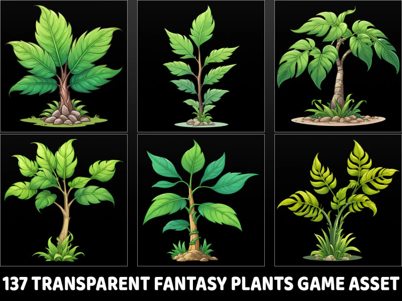 137 Risorse di gioco trasparenti Fantasy Plants CG Textures .c4d .max .obj .3ds .fbx .stl .blend