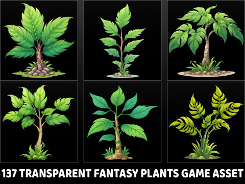 137 Transparent Fantasy Plants Game Asset CG टेक्स्चर्स