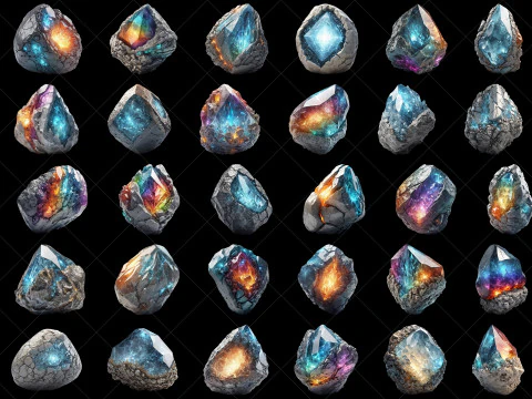 160 Fantasy Magical Stone Rock Game Asset CG Textures