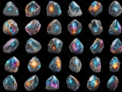 160 Fantasy Magical Stone Rock Game Asset CG Textures