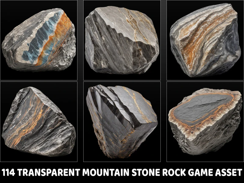 114 risorse di gioco trasparenti Mountain Stone Rocks CG Textures .c4d .max .obj .3ds .fbx .stl .blend