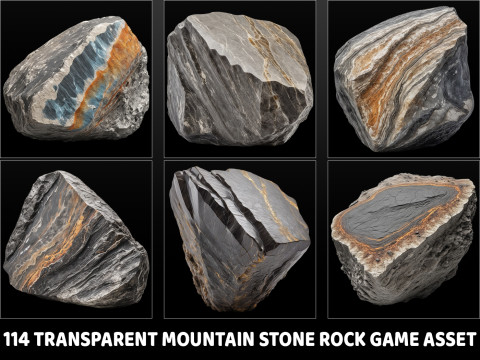 114 Transparent Mountain Stone Rocks Game Assets Texturas CG
