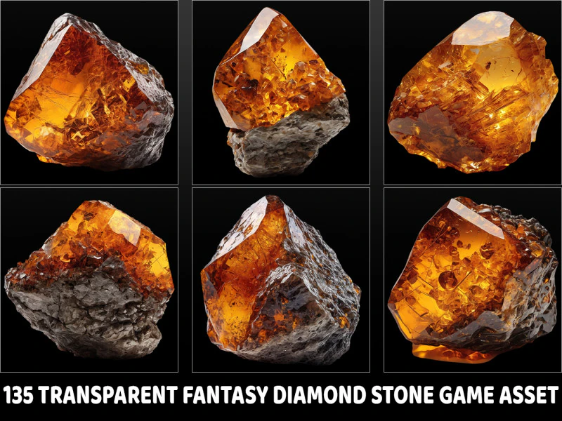 135 Transparent Fantasy Diamond Stone Game Asset CG Textures .c4d .max .obj .3ds .fbx .stl .blend 