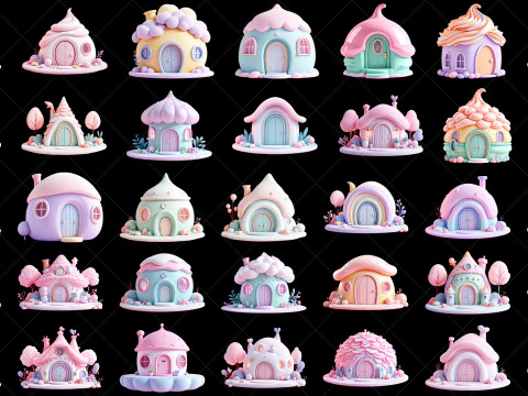 108 투명 판타지 만화 오두막 게임 자산 CG 텍스쳐