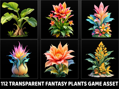 112 Transparent Fantasy Plant Game Assets CG टेक्स्चर्स