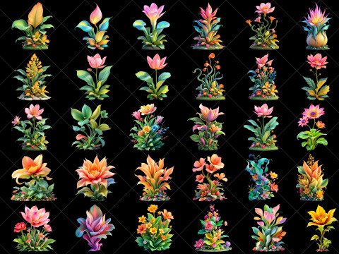 112 Transparent Fantasy Plant Game Assets Texturas CG