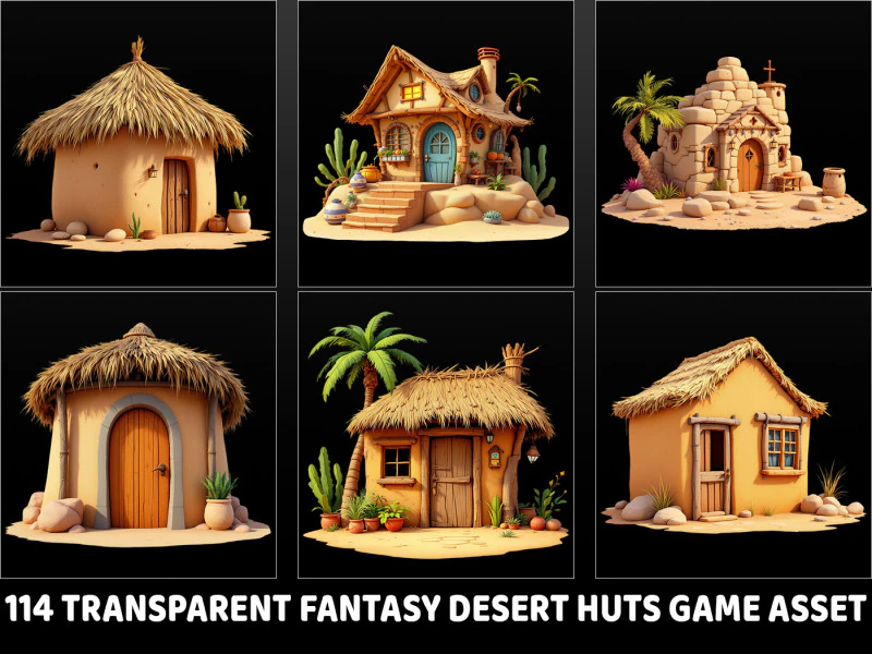 114 Risorse di gioco trasparenti Fantasy Desert Hut CG Textures .c4d .max .obj .3ds .fbx .stl .blend