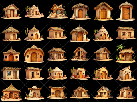 114 Transparent Fantasy Desert Hut Game Asset CG Textures