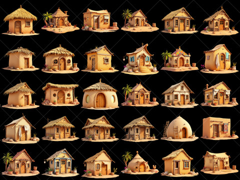 114 Transparent Fantasy Desert Hut Game Asset CG Textures