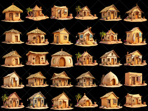 114 Risorse di gioco trasparenti Fantasy Desert Hut CG Textures