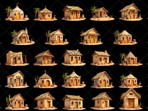 114 Risorse di gioco trasparenti Fantasy Desert Hut CG Textures