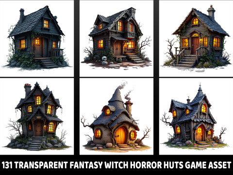 131 Transparent Fantasy Witch Horror Huts Game Asset Texturas CG
