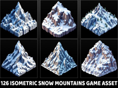 126 Isometric Snow Mountains Game Asset Texturas CG