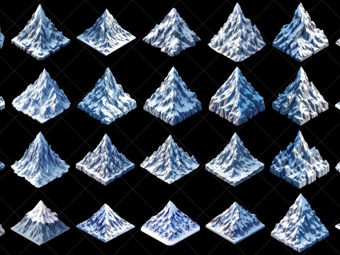 126 Isometric Snow Mountains Game Asset CG Textures
