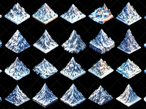 126 Risorse di gioco Montagne innevate isometriche CG Textures